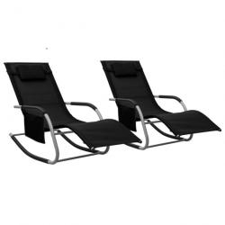 Lot de 2 transats chaise longue bain de soleil lit de jardin terrasse meuble d'extérieur textilène
