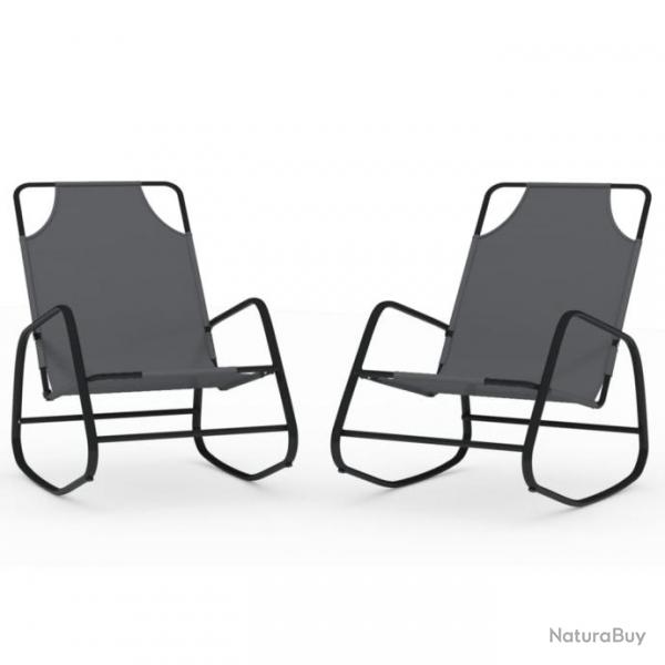Lot de deux chaises longues  bascule acier et textilne gris 02_0011971