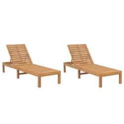 Lot de 2 transats chaise longue bain de soleil lit de jardin terrasse meuble d'extérieur bois de te