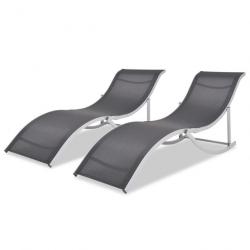 Lot de deux chaises longues pliantes aluminium et textilène 02_0011961