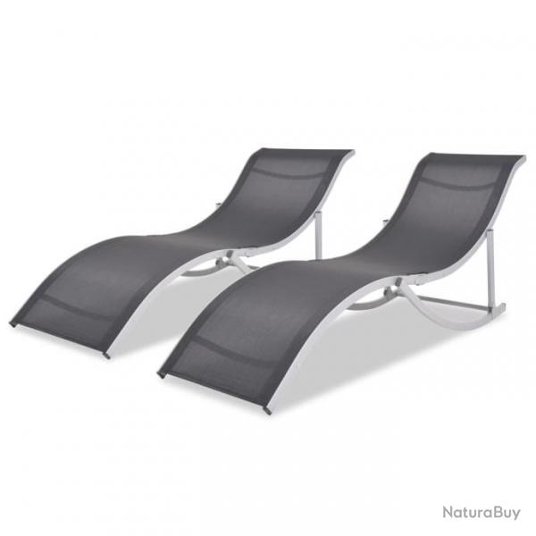 Lot de deux chaises longues pliantes aluminium et textilne 02_0011961
