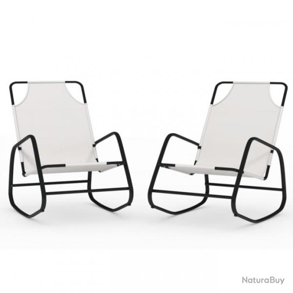 Lot de deux chaises longues  bascule acier et textilne crme 02_0011964