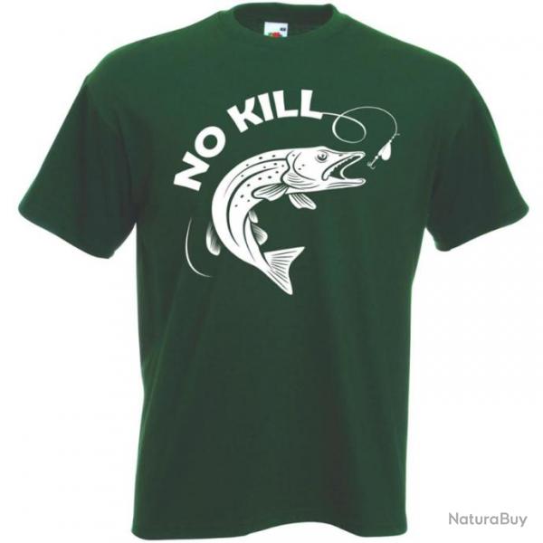 T-SHIRT NO KILL Brochet Pche sportive Catch & Release Capture et relche Prservation Environnement