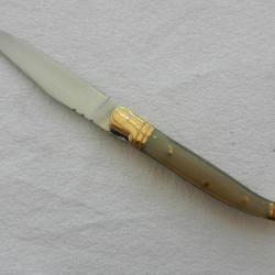 couteau de poche laguiole longueur 22 cm manche en corne blonde