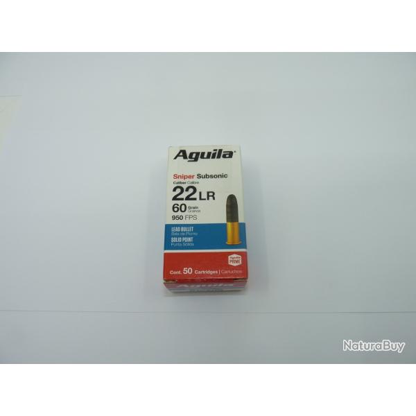 BOITE DE 50 MUNITIONS AGUILA .22LR Sniper Subsonique 60gr