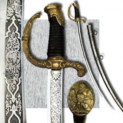 RARISSIME SABRE DE LUXE DE HAUT OFFICIER MITRAILLEUR, SECONDE EMPIRE, DORURE, 1849, ORIGINAL