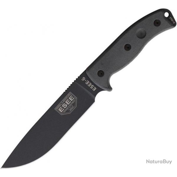 Couteau ESEE Model 6 Tactical Gray Lame Acier Carbone 1095 Manche Micarta Etui Abs Made USA ES6PDTG