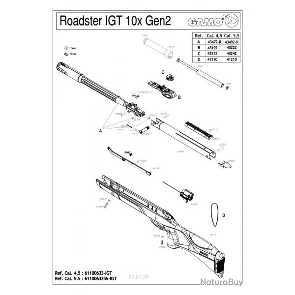 Pices dtaches Gamo Roadster 4.5 mm et 5.5 mm - 29410 - Gamo Verrou Can.Hunter 440
