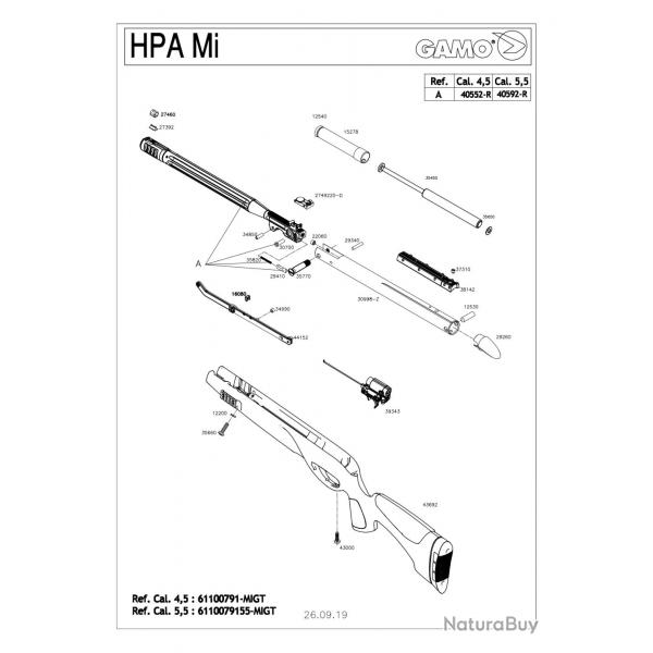 Pices dtaches GAMO HPA IGT 19.9J 4.5 mm - 40552 - Canon Black Maxxim 4.5mm