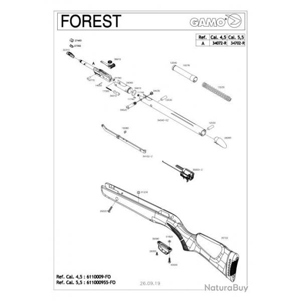 Pices dtaches Gamo Forest - 39390 - Pontet Plastique Toutes Carabines