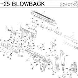 Pièces détachées Pistolet Gamo PT-25 Blowback - Cadre de mecanisme Droit PT85- P25