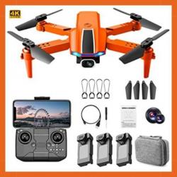 Drone 4K GPS avec double caméra - 3 batteries - Kit complet - Orange - Livraison gratuite