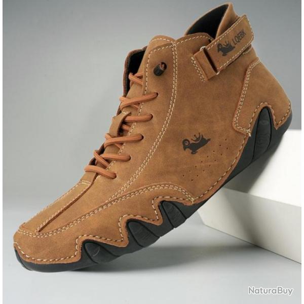 Chaussure Daim et cuir, du 38 au 48 souple et ultra confortable confortable........couleur marron