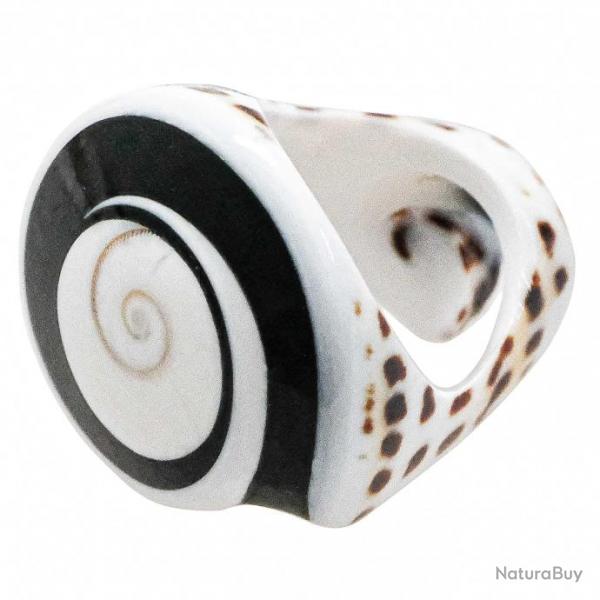 Bague coquillage noir et blanc oeil de shiva 54