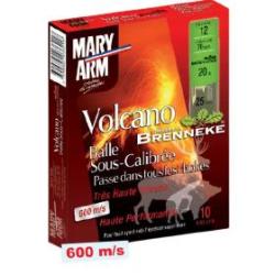 10 munitions Mary-Arm Volcano Brenneke sous calibrée - 12/70 - 20g
