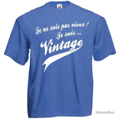 T-shirt Homme Humoristique 'Je Ne Suis Pas Vieux, Je Suis Vintage' - Coton - Noir - Fait Main En France - Neuf Avec Étiquette