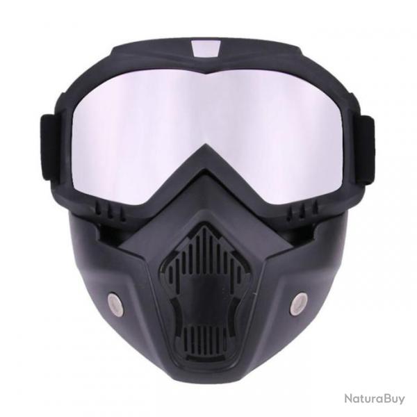 Masque Anti UV Lunettes de Protection Airsoft Lentilles Argent Confortable Paintball Neuf