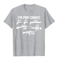 T-shirt humoristique "I'M PRO CHOICE" avec les calibres les plus commun - Gris Chiné