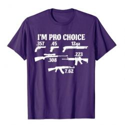 T-shirt humoristique "I'M PRO CHOICE" avec les calibres les plus commun - Violet