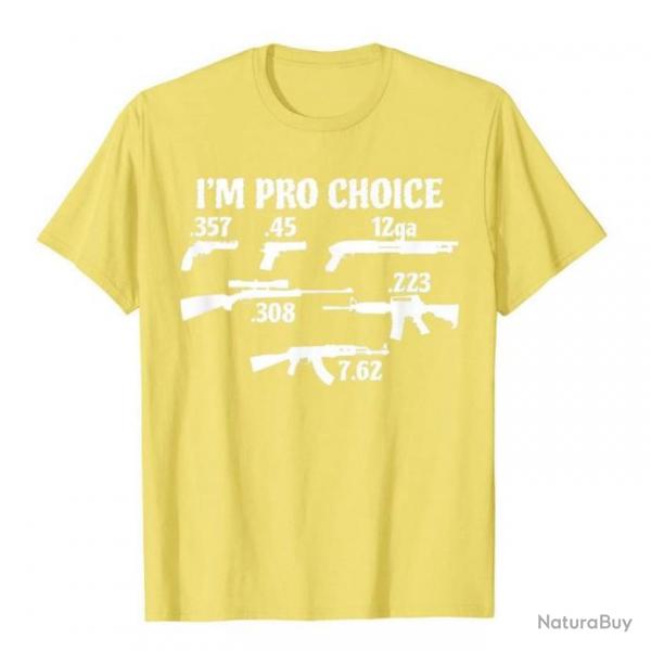 T-shirt humoristique "I'M PRO CHOICE" avec les calibres les plus commun - Jaune