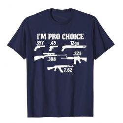 T-shirt humoristique "I'M PRO CHOICE" avec les calibres les plus commun - Bleu Marine