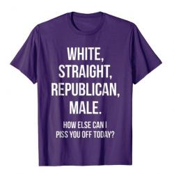 T-shirt humoristique "WHITE, STRAIGHT, REPUBLICAN, MALE." - Violet
