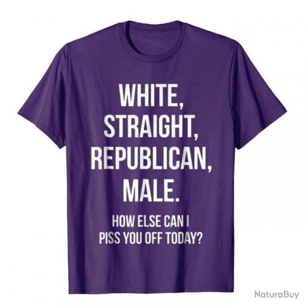 T-shirt humoristique "WHITE, STRAIGHT, REPUBLICAN, MALE." - Violet