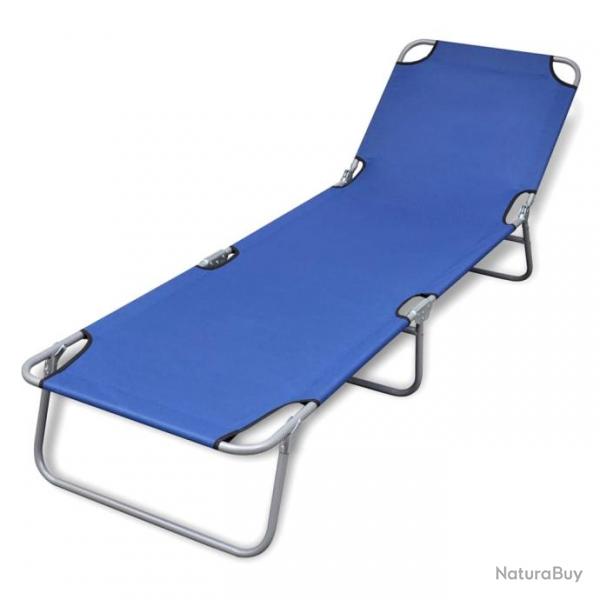 Transat chaise longue bain de soleil lit de jardin terrasse meuble d'extrieur pliable acier 189 x