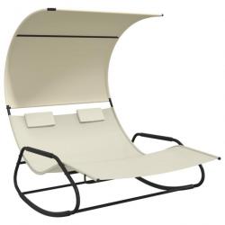 Transat chaise longue bain de soleil lit de jardin terrasse meuble d'extérieur double à bascule ave
