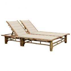 Transat chaise longue bain de soleil lit de jardin terrasse meuble d'extérieur pour 2 personnes 200