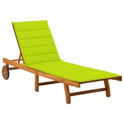 Transat chaise longue bain de soleil lit de jardin terrasse meuble d'extérieur 200 cm avec coussin