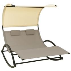 Transat chaise longue bain de soleil lit de jardin terrasse meuble d'extérieur double 139 x 180 x 1