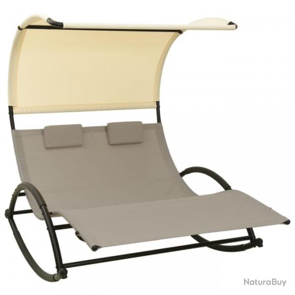 Transat chaise longue bain de soleil lit de jardin terrasse meuble d'extrieur double 139 x 180 x 1