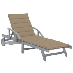 Transat chaise longue bain de soleil lit de jardin terrasse meuble d'extérieur avec coussin 200 cm