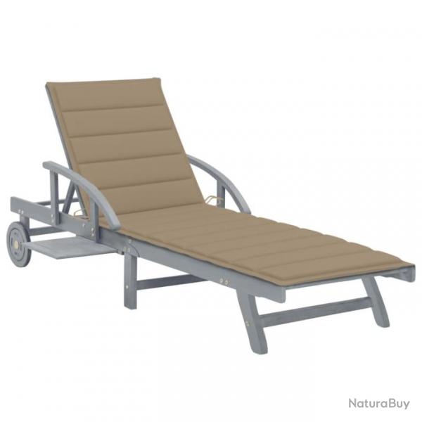 Transat chaise longue bain de soleil lit de jardin terrasse meuble d'extrieur avec coussin 200 cm