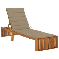 Transat chaise longue bain de soleil lit de jardin terrasse meuble d'extérieur 200 cm avec coussin