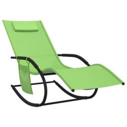 Transat chaise longue bain de soleil lit de jardin terrasse meuble d'extérieur à bascule acier et t