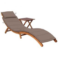 Transat chaise longue bain de soleil lit de jardin terrasse meuble d'extérieur avec table et coussi