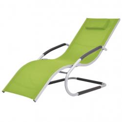 Transat chaise longue bain de soleil lit de jardin terrasse meuble d'extérieur avec oreiller alumin
