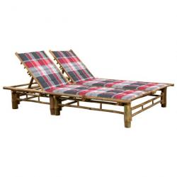 Transat chaise longue bain de soleil lit de jardin terrasse meuble d'extérieur pour 2 personnes ave