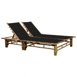 Transat chaise longue bain de soleil lit de jardin terrasse meuble d'extérieur 200 cm pour 2 person