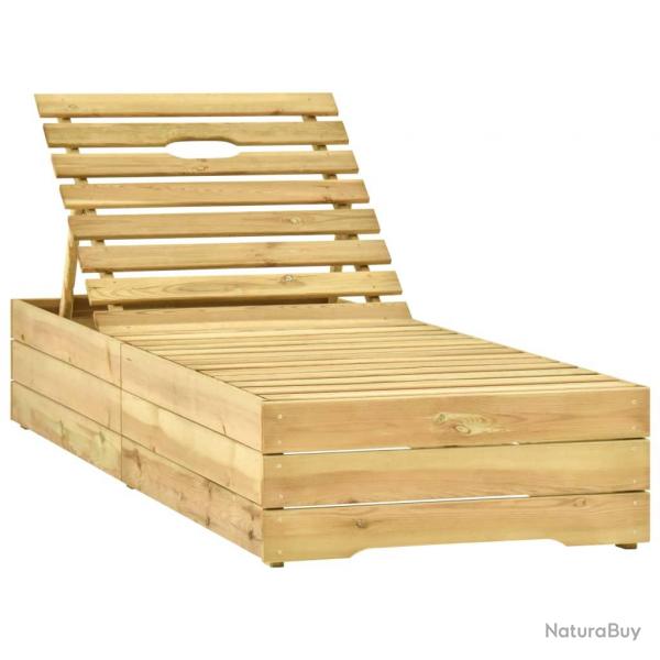 Transat chaise longue bain de soleil lit de jardin terrasse meuble d'extrieur bois de pin imprgn