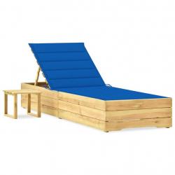 Transat chaise longue bain de soleil lit de jardin terrasse meuble d'extérieur 198 cm avec table et