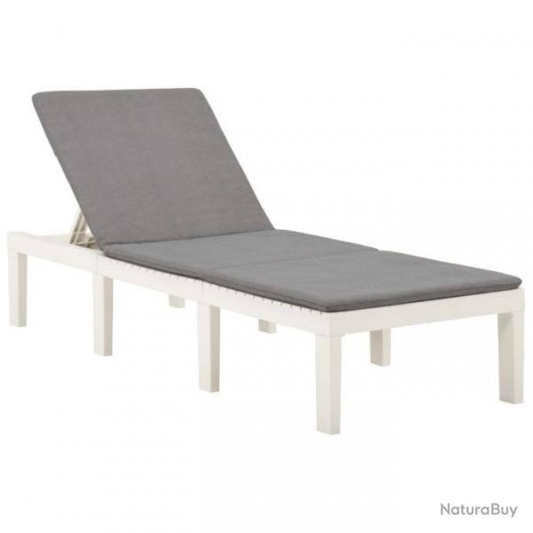 Transat chaise longue bain de soleil lit de jardin terrasse meuble d'extrieur avec coussin plastiq