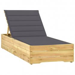 Transat chaise longue bain de soleil lit de jardin terrasse meuble d'extérieur avec coussin anthrac