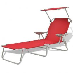 Transat chaise longue bain de soleil lit de jardin terrasse meuble d'extérieur 189 cm avec auvent a