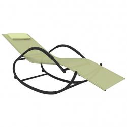 Transat chaise longue bain de soleil lit de jardin terrasse meuble d'extérieur à bascule crème acie