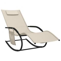 Transat chaise longue bain de soleil lit de jardin terrasse meuble d'extérieur 147 cm à bascule aci