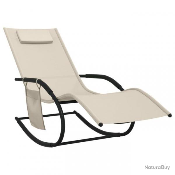 Transat chaise longue bain de soleil lit de jardin terrasse meuble d'extrieur 147 cm  bascule aci