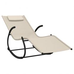 Transat chaise longue bain de soleil lit de jardin terrasse meuble d'extérieur à bascule 164 cm aci